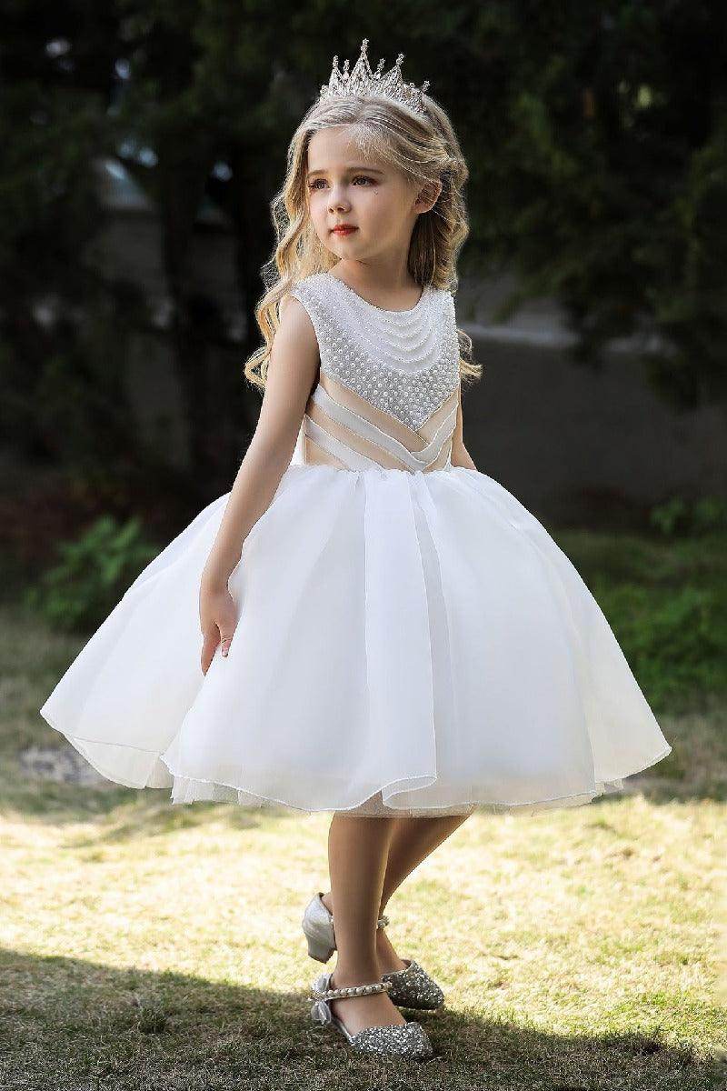 Ball-Gown Scoop Neck Sleeveless Satin/Tulle Flower Girl Dresses With Bow(s)/Beading 674520604690 - COCOMELODY